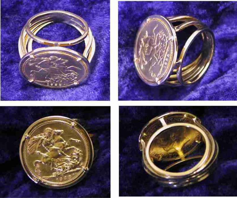 18ct Solid Gold Gents Ring with 22ct Full Sovereign Coin, 1928