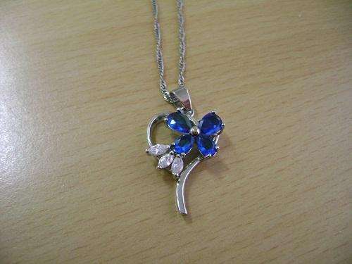 Blue Flower Pendant with Chain