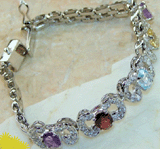 AMETHYST, CITRINE, BLUE TOPAZ, GARNET, WHITE TOPAZ & 925 SILVER BRACELET
