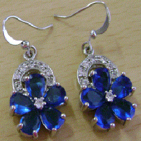 Pretty Blue Fower Earings WGP