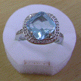 Stunning 925 Sterling Silver Blue Topez  Ring Size 8