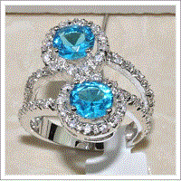 Stunning Blue Topez 925 Sterling Silver Gemstone Ring Size 8