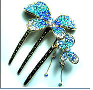 Stunning Blue rhinestone  hair comb