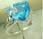 Stunning Blue Topez 925 Sterling Silver Gemstone  Ring Size 8