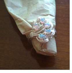 Stunning White Fire Opel .925 silver Ring Size 7