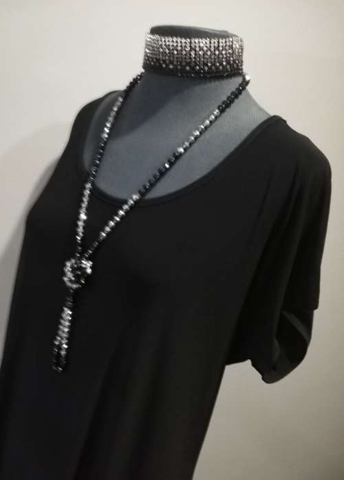 LADIES FORMAL BLACK DRESS by VANILLA LEE / SIZE 44-46 (XXL)