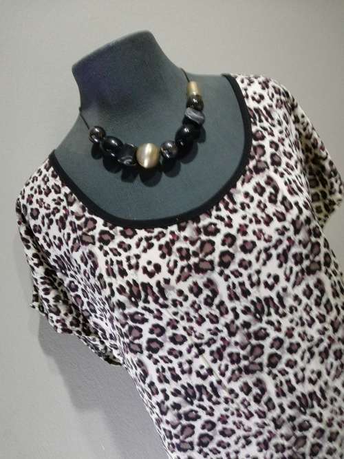 LADIES CASUAL DRESS byVANILLA LEE / Animal Print Browns - SIZE 44-46 (XXL)