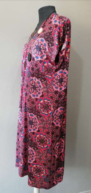 LADIES CASUAL DRESS by VANILLA LEE / Red/Pink Bloom Print / PLUS SIZE 42-44 (XXL)
