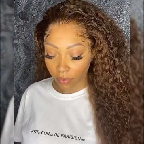 Human Hair Investment WIG / 200% Extra Thick Curly Brazilian Remi / BROWN 22` long length