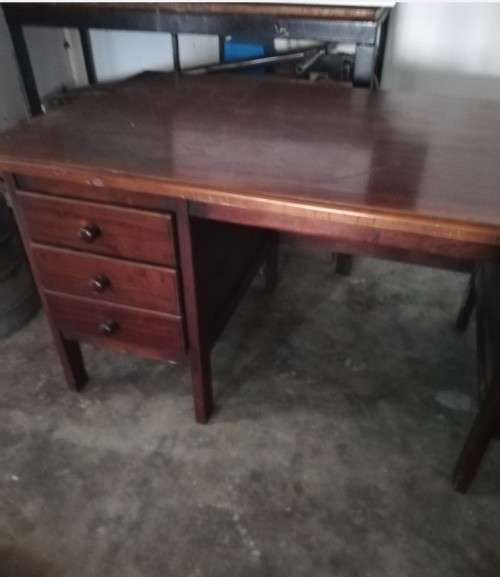 VINTAGE OFFICE DESK / 6 drawers solid wood
