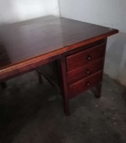 VINTAGE OFFICE DESK / 6 drawers solid wood