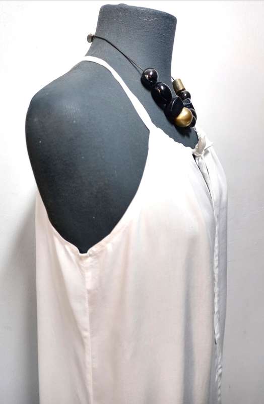 Ladies Summer Dress by VANILLA LEE / Size: MEDIUM  32, 34 / Knee length white shoe-string dress