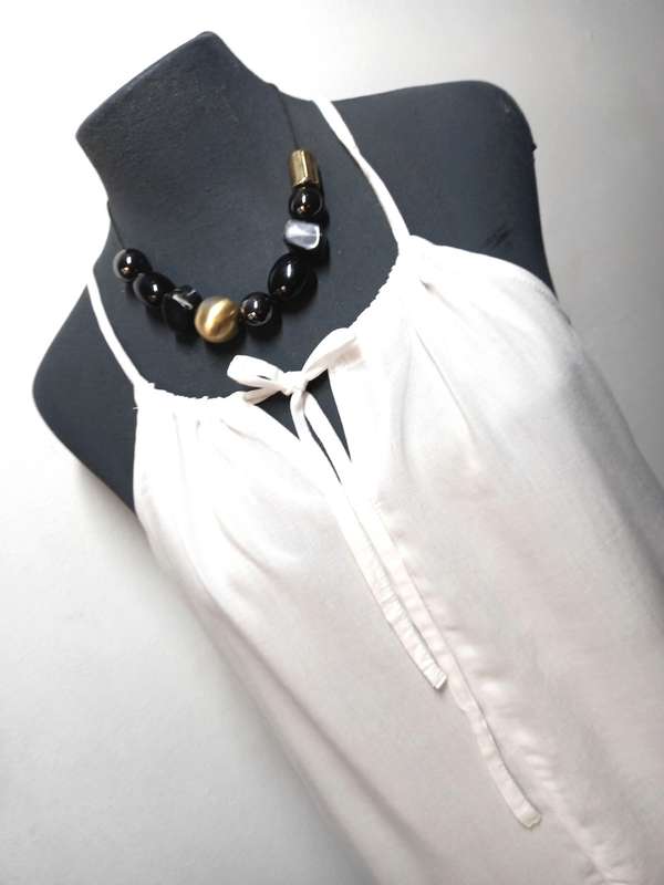 Ladies Summer Dress by VANILLA LEE / Size: MEDIUM  32, 34 / Knee length white shoe-string dress