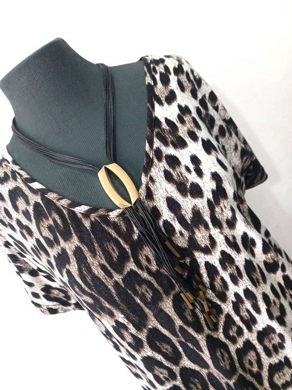 Shift Dress by VANILLA LEE / Size: L-XL (ladies 40, 42, 44) Animal Print