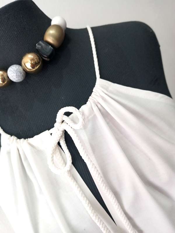 Ladies Summer Dress by VANILLA LEE - Size: M/L (34, 36, 38) Long white shoe-string dress