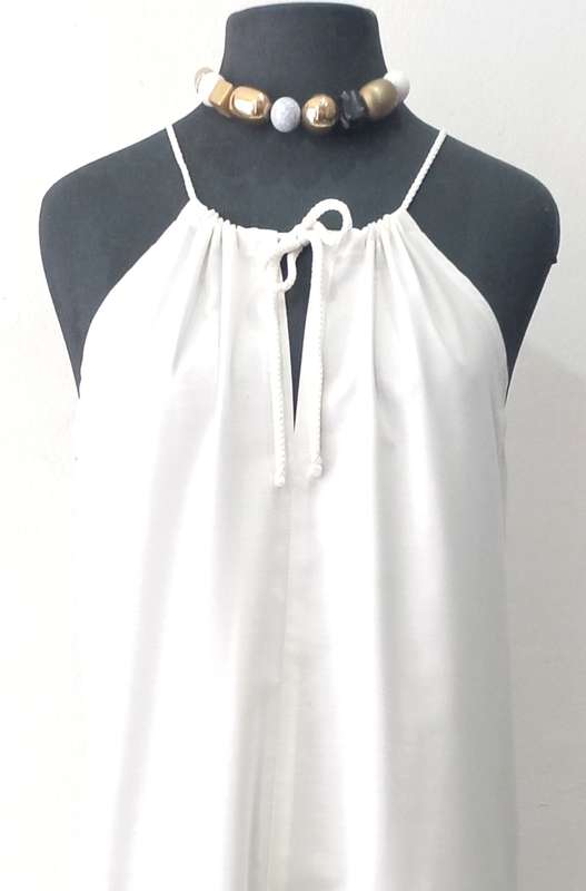 Ladies Summer Dress by VANILLA LEE - Size: M/L (34, 36, 38) Long white shoe-string dress