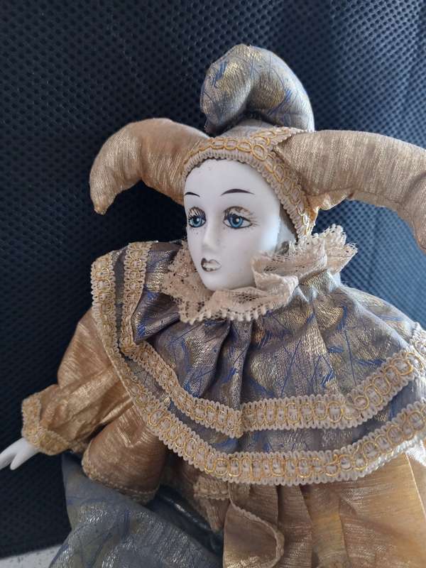 Antique Porcelain PIERROT doll - good condition for the age