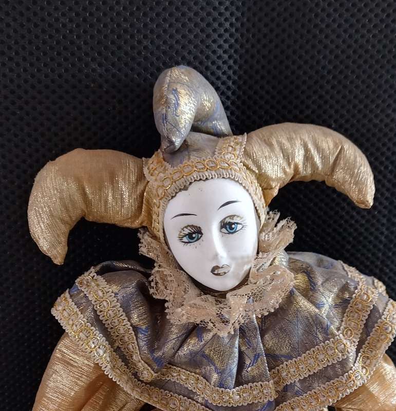 Antique Porcelain PIERROT doll - good condition for the age