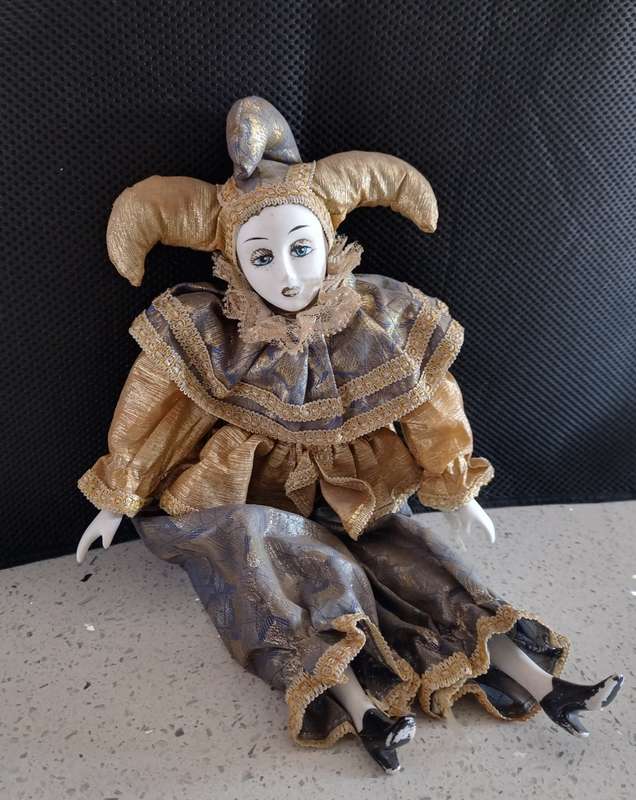 Antique Porcelain PIERROT doll - good condition for the age