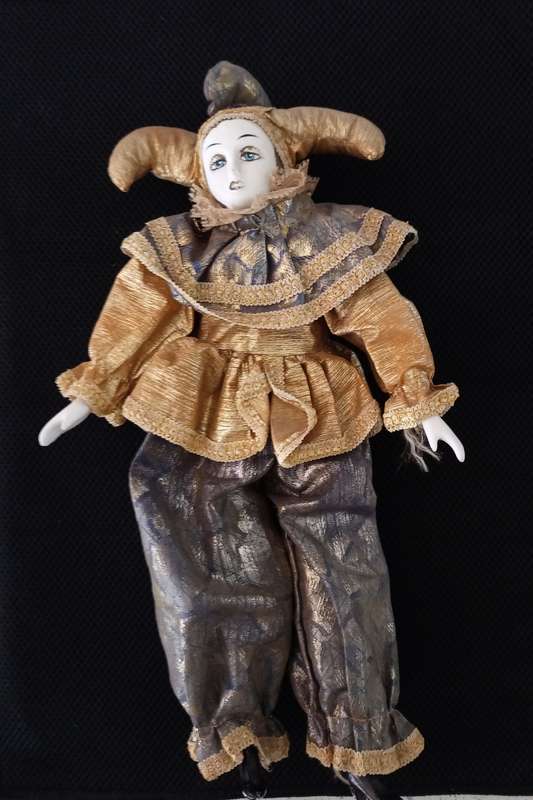 Antique Porcelain PIERROT doll - good condition for the age