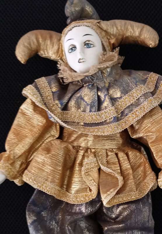 Antique Porcelain PIERROT doll - good condition for the age