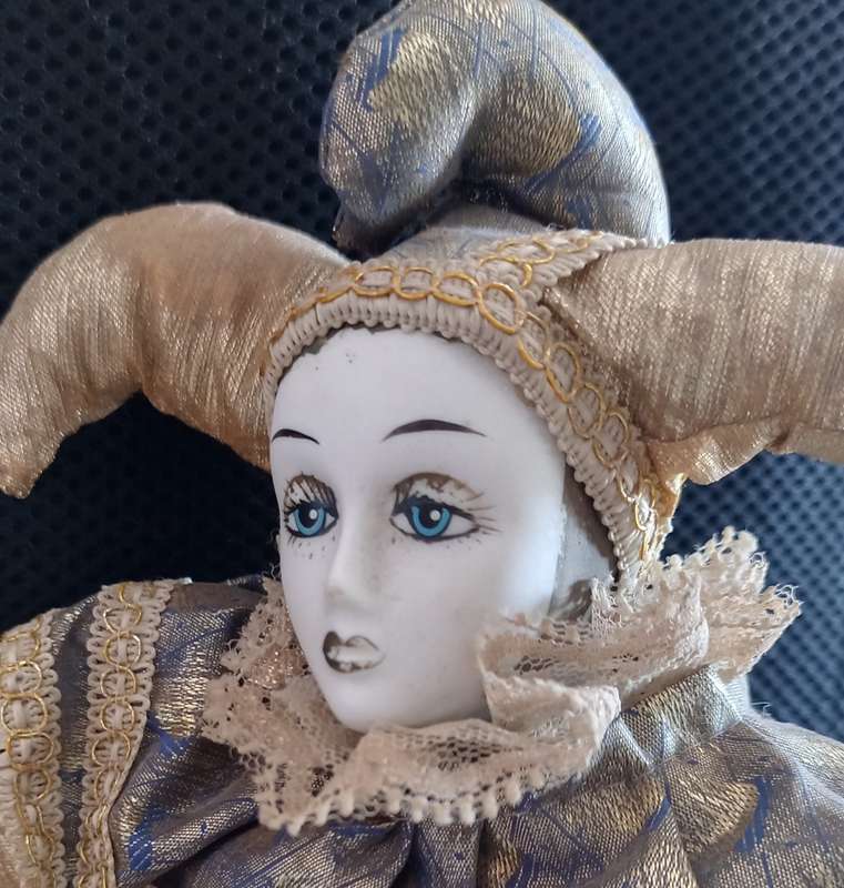 Antique Porcelain PIERROT doll - good condition for the age