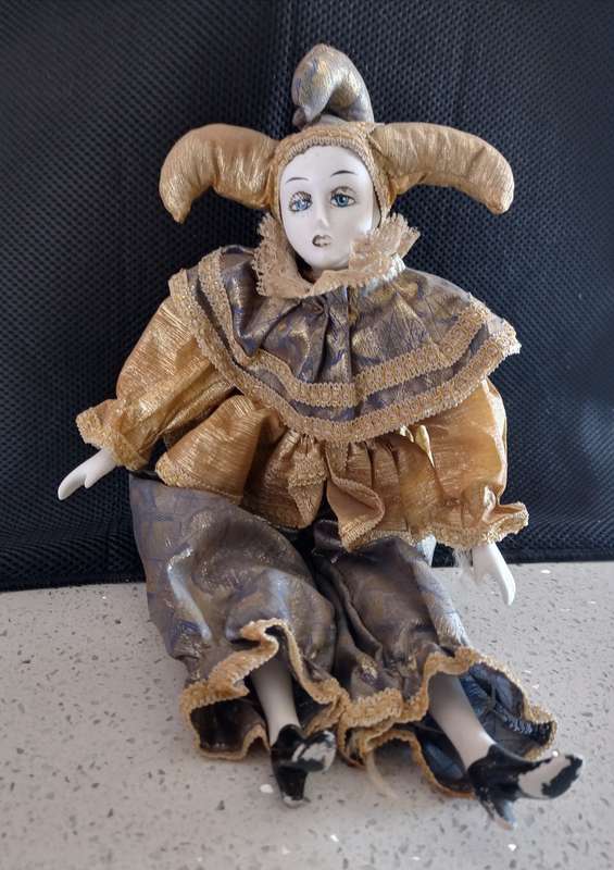 Antique Porcelain PIERROT doll - good condition for the age