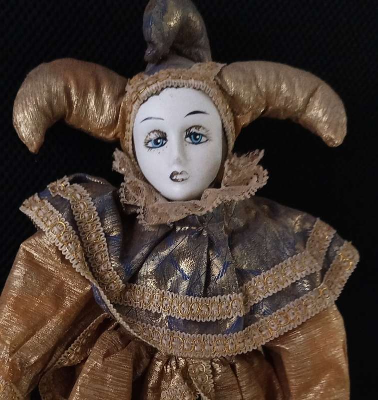 Antique Porcelain PIERROT doll - good condition for the age
