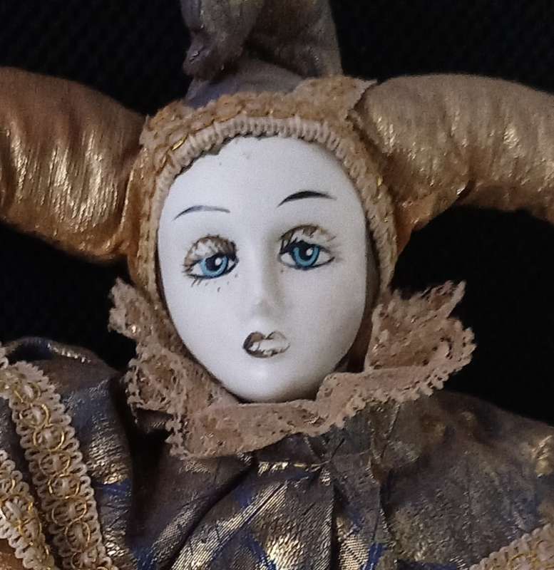 Antique Porcelain PIERROT doll - good condition for the age