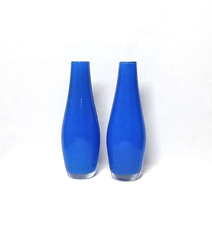 Vintage hand blown glass Vase (set of 2) - Electric Blue colour