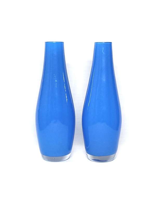 Vintage hand blown glass Vase (set of 2) - Electric Blue colour