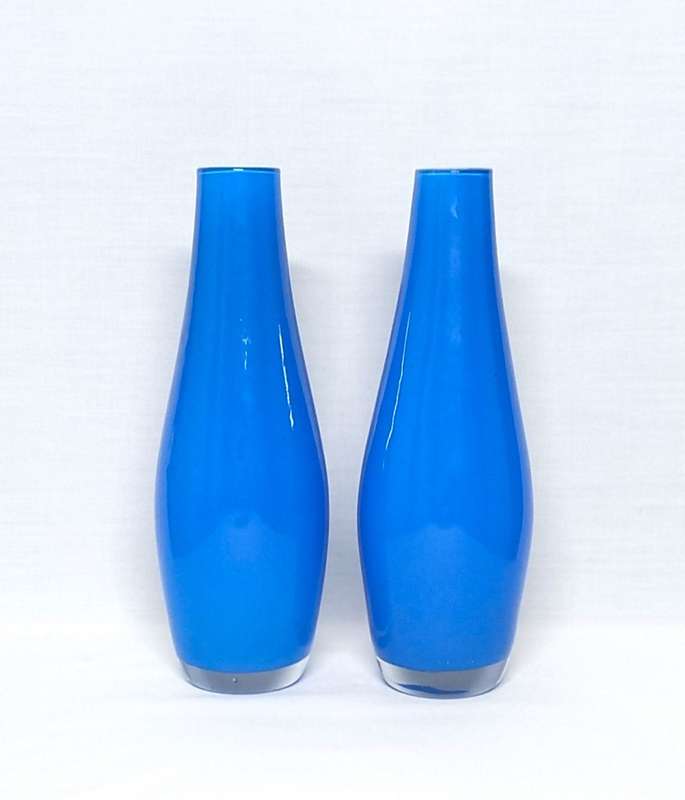 Vintage hand blown glass Vase (set of 2) - Electric Blue colour