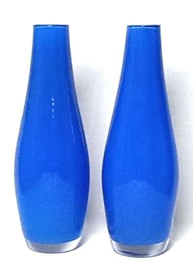 Vintage hand blown glass Vase (set of 2) - Electric Blue colour