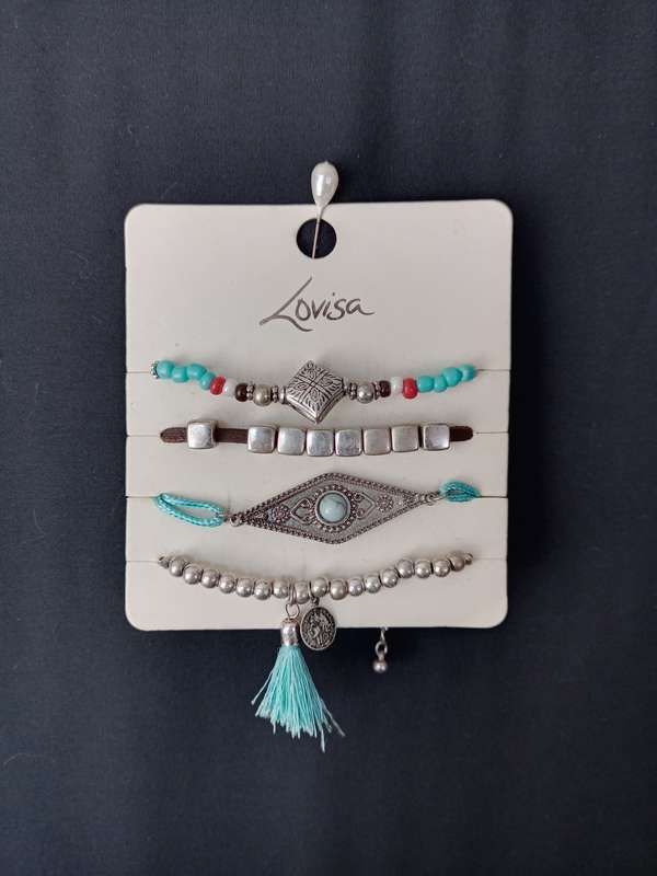 Ladies Jewelry - LOVISA set of 4 fashion bracelets with semi-precious stones