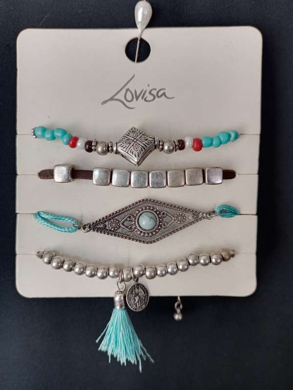 Ladies Jewelry - LOVISA set of 4 fashion bracelets with semi-precious stones