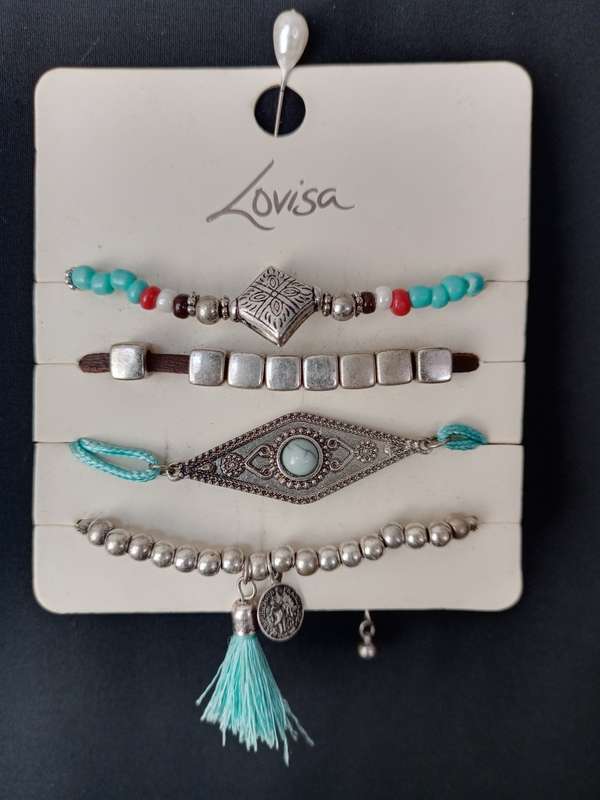 Ladies Jewelry - LOVISA set of 4 fashion bracelets with semi-precious stones