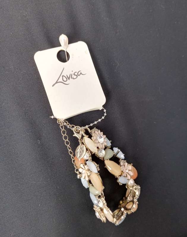 Ladies Jewelry - LOVISA bracelet with semi-precious stones, pearl + crystals