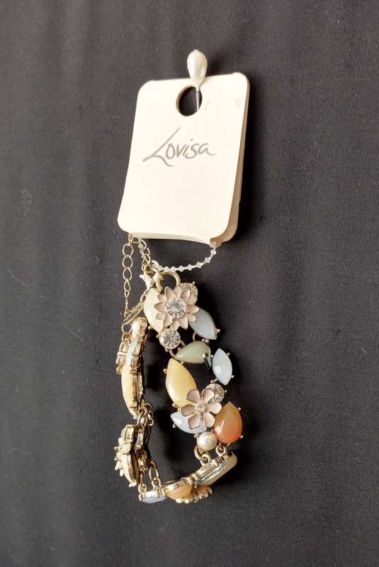 Ladies Jewelry - LOVISA bracelet with semi-precious stones, pearl + crystals