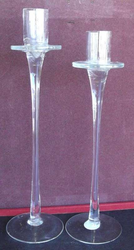 2 X BEAUTIFUL GLASS CANDLE HOLDERS - REALLY LOVELY