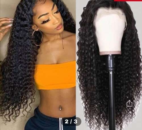 Wig - Human Hair Investment Wig / 200% Extra Thick / Glue Free Deep Rolled / BROWN 24 inch length