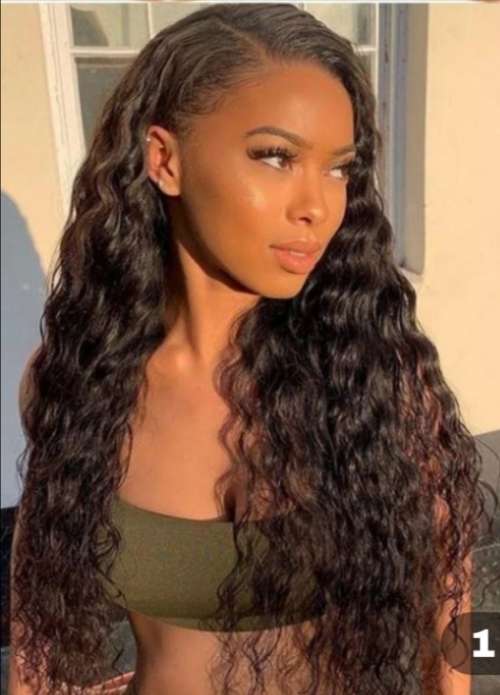 Wig - Human Hair Investment Wig / 200% Extra Thick / Glue Free Deep Rolled / BROWN 24 inch length