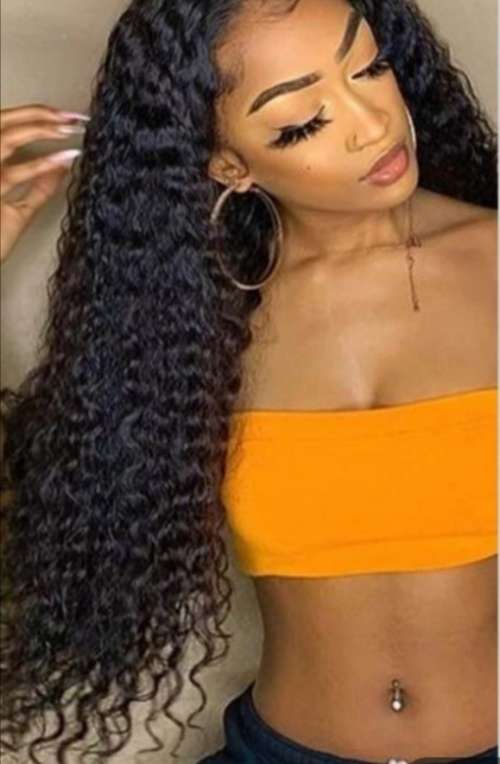 Wig - Human Hair Investment Wig / 200% Extra Thick / Glue Free Deep Rolled / BROWN 24 inch length