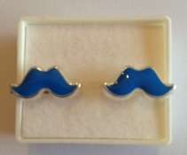 Beautiful Mustache Earring Studs - Blue