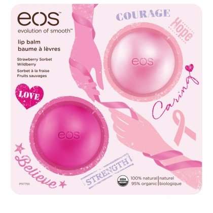 EOS Limited Edition Breast Cancer Awareness 2 Pack Smooth Sphere Lip Balm (Wildberry & Strawberry)