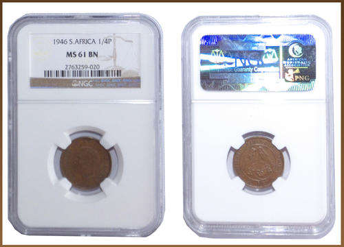 1946 1/4 PENNY MS61 BN