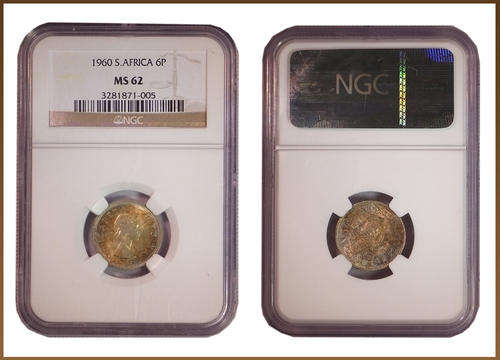 1960 - 6 PENCE MS62 NGC GRADED
