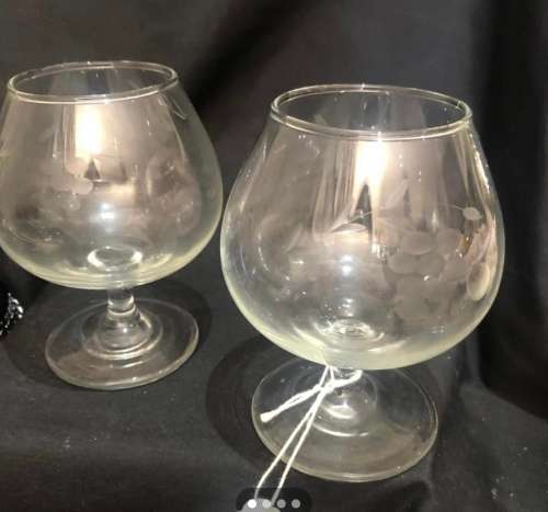 Glasses Grape etched cognac/brandy  set