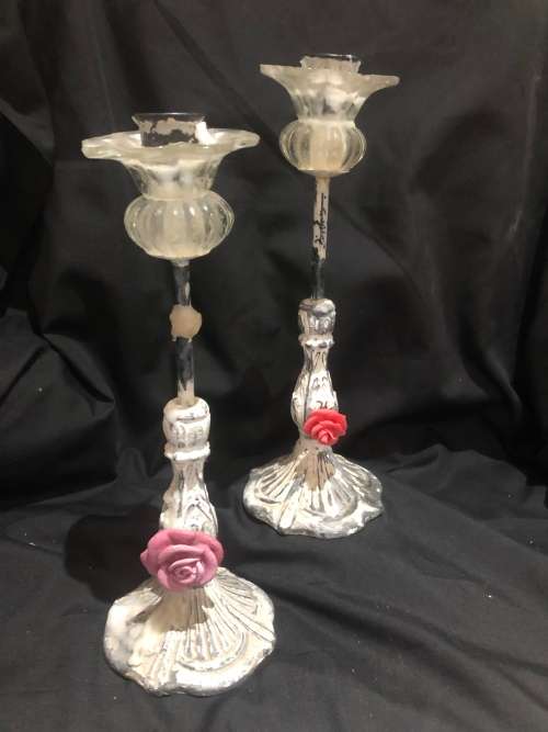 Candle holders set shabby chic