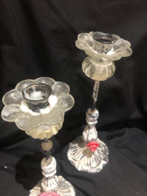 Candle holders set shabby chic