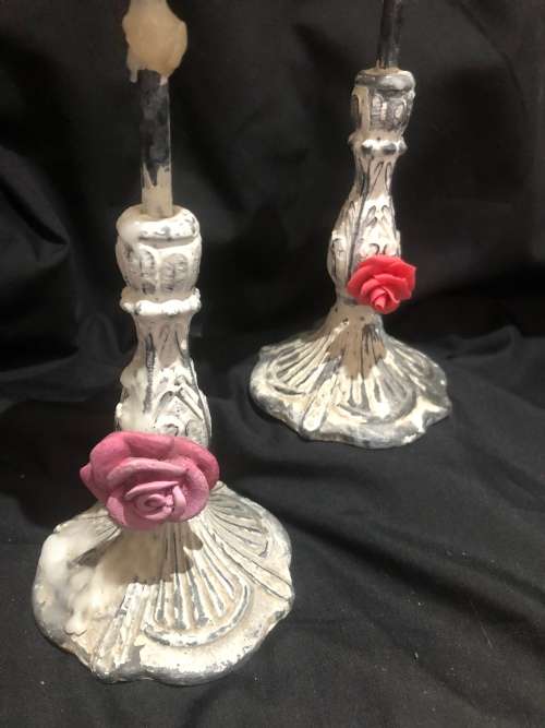 Candle holders set shabby chic